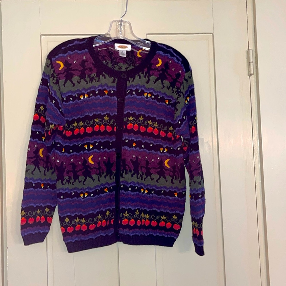 Talbots vintage Halloween handknit Fall cotton sweater, size M